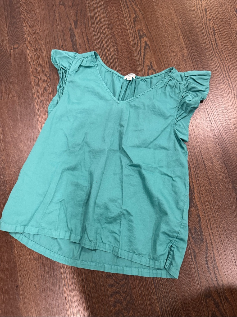 Green Flutter Sleeve V-Neck Top